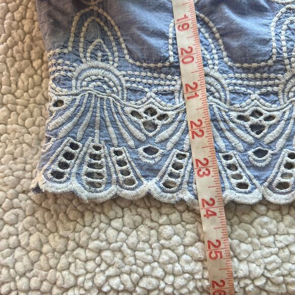 Talbots Light Blue Off Shoulder Embroidered Eyelet Top Medium - Picture 9 of 9